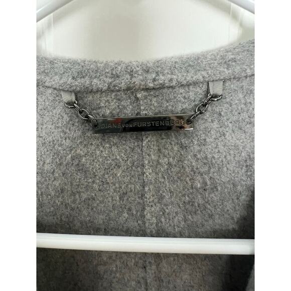 Diane Von Furstenberg Womens XS Shannon Jacket Wool Blend Gray Colorblock Felted - Picture 4 of 16